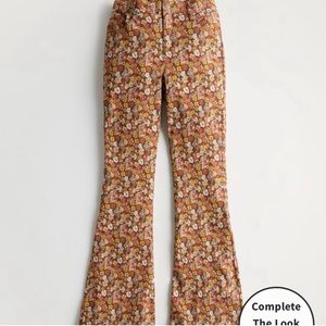 Hollister High-Rise Flare Pants, Floral Mushroom Pattern